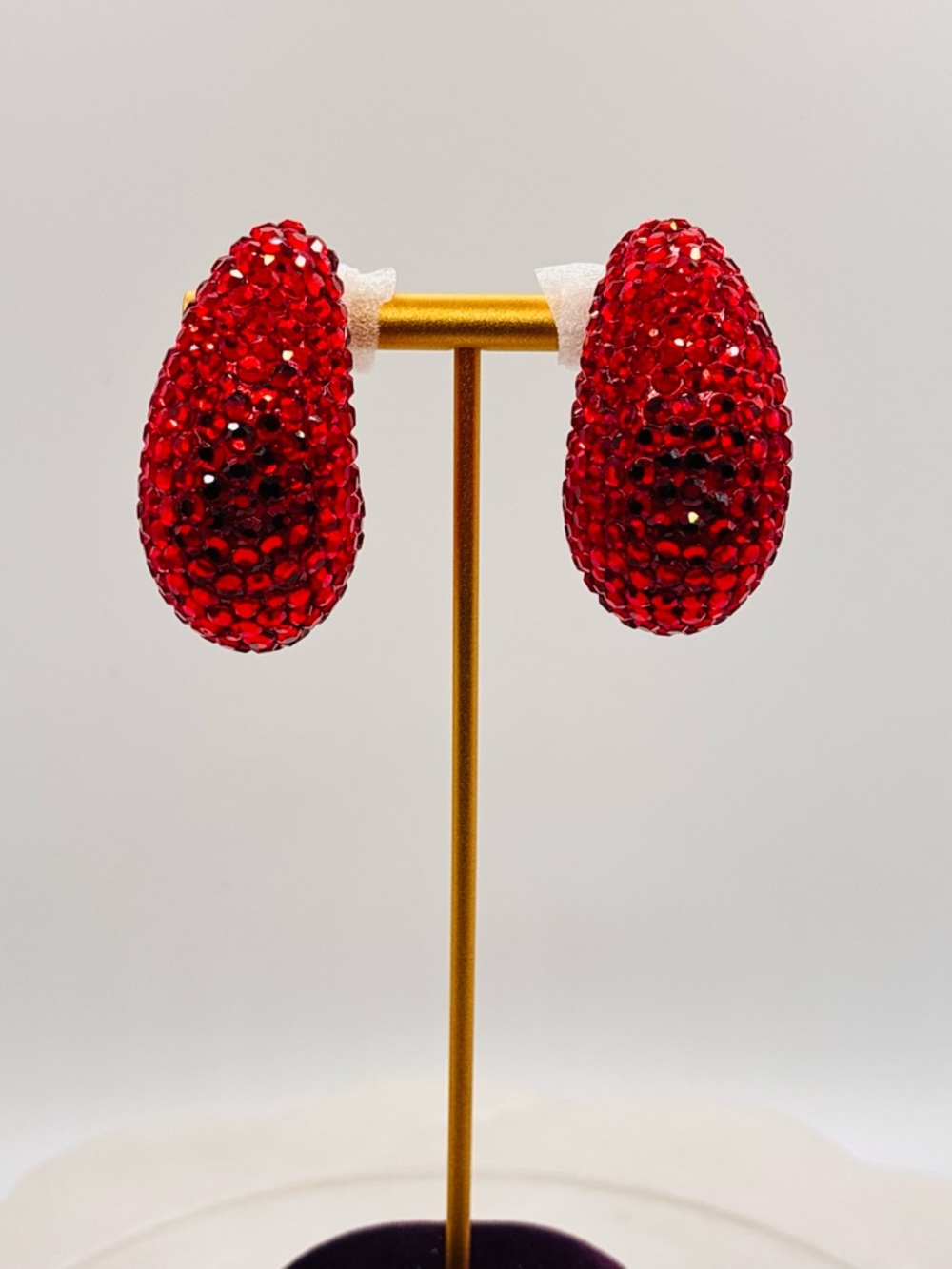 Vintage Richard Kerr Red Rhinestone Statement Clip Earrings